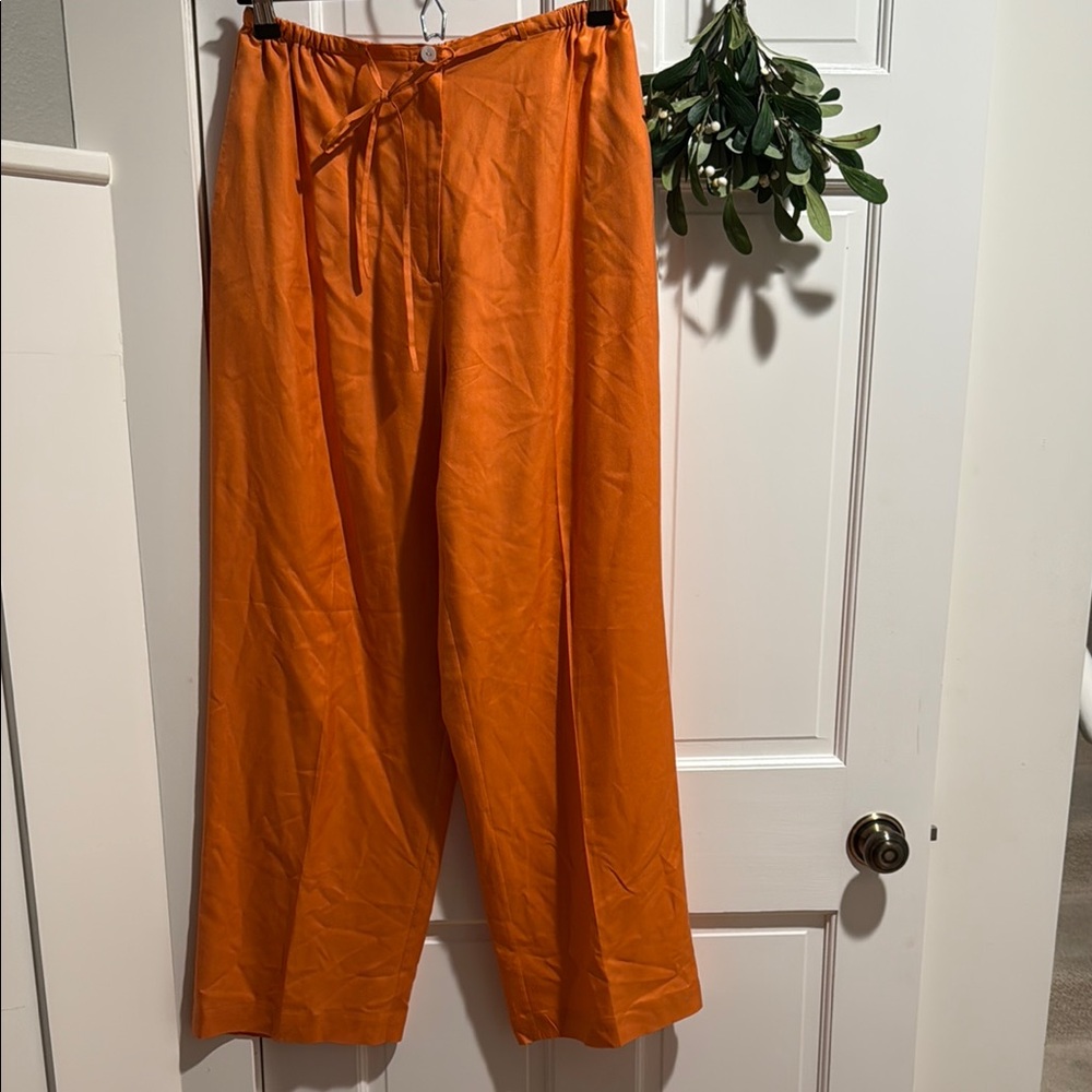 Amanda Smith Vintage Vibrant Orange Silk Pants